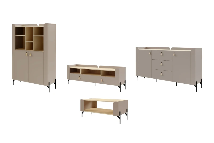 Elegante SOVI Möbelkombination bestehend aus Highboard, Sideboard und TV-Element.