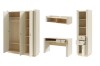 Vierteiliges Möbelset für Jugendzimmer: Kleiderschrank, Schreibtisch, Standregal und Wandregal.