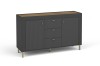 Stilvolles Sideboard in Anthrazit mit geriffelten Fronten und Holz-Oberplatte.