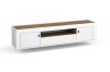 Modernes TV-Lowboard hängend Weiß mit Holzoptik und Riffel-Fronten