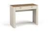 Eleganter Schminktisch in Kaschmir-Beige mit Holzplatte und Schublade.