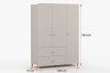 Maßgrafik für beigen Kleiderschrank: Höhe 204 cm, Breite 120 cm, Tiefe 51 cm.