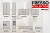 Übersicht der Fresso Möbelkollektion mit Maßen für Kleiderschränke, Kommoden und TV-Boards.