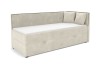 Beiges Gina Kindersofa mit zwei Kissen, moderne Ansicht von rechts.