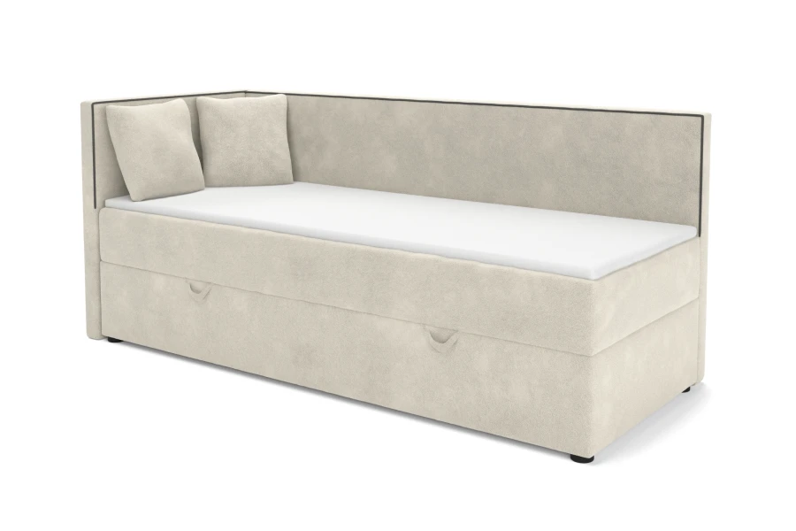 Modernes Gina Kindersofa in Beige für das Kinderzimmer, Ansicht links.
