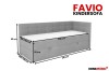 Maßzeichnung Favio Kindersofa mit Abmessungen: 90x200 cm Liegefläche und Außenmaßen für die Planung.