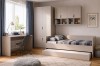 Gemütliches Jugendzimmer mit Kleiderschrank, Schreibtisch und Funktionsbett in zeitlosem Beige.