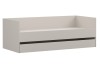 Modernes beiges Ausziehbett mit zweiter Schlafgelegenheit, minimalistisches Design für Jugendzimmer.
