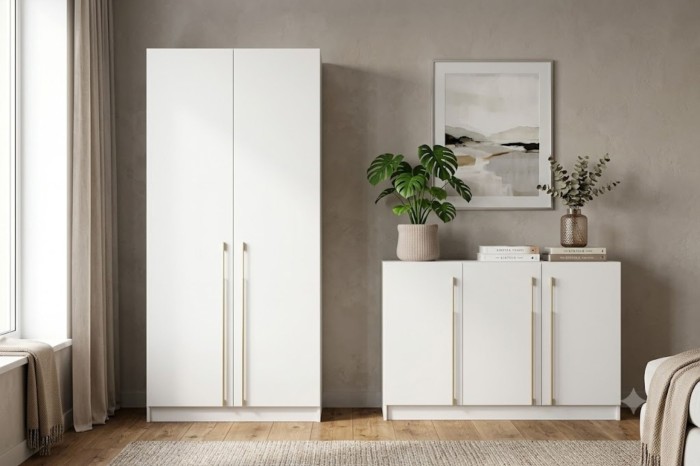 Modern bedroom set with wardrobe and sideboard