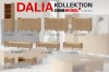 Übersicht der Dalia Möbelkollektion mit verschiedenen Modellen und Maßen.