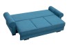 Blaues Schlafsofa komplett ausgezogen als komfortables Gästebett
