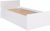 Weißes Bettgestell 90x200 cm mit Lattenrost, minimalistisches Design.