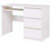 Weißer Schreibtisch mit 3 Schubladen und Tastaturauszug für Home Office.