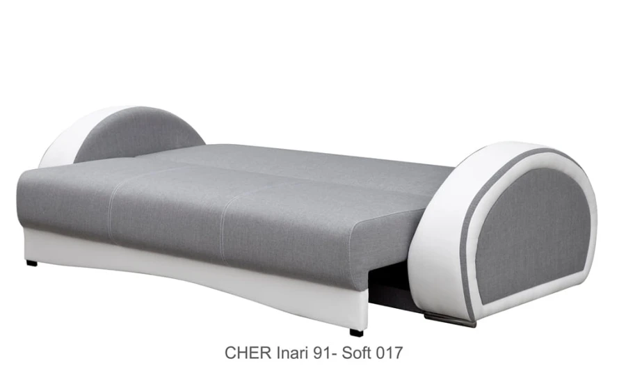 Schlafsofa CHER Inari 91 Soft 017 in Grau und Weiß, moderne Couch.