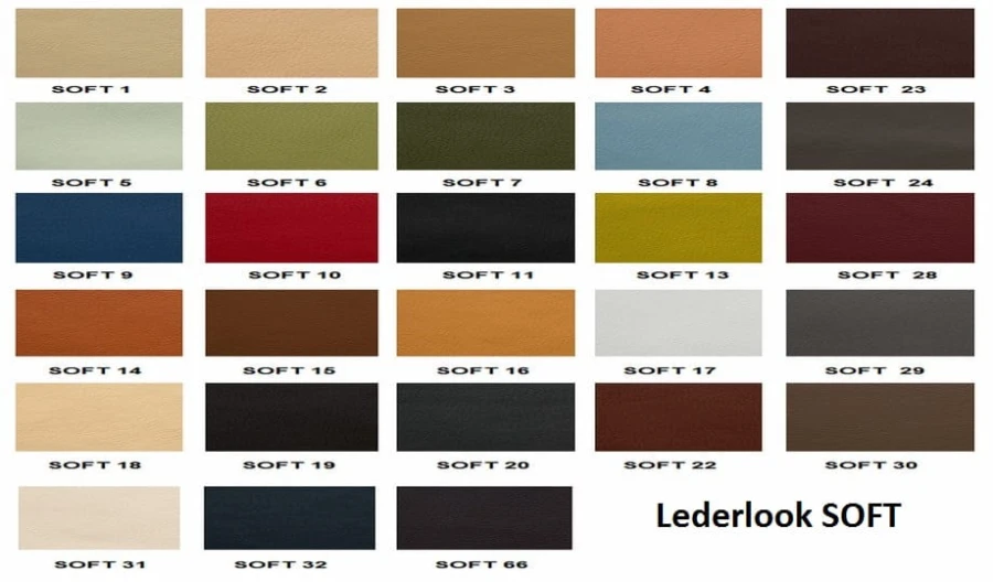 Farbauswahl für Lederlook SOFT Kunstleder Polsterbezug Stoffmuster.