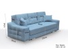 Sofa-Maße: Skizze des blauen 3-Sitzers mit detaillierten Höhen- und Breitenangaben.
