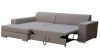 Beiges Ecksofa mit praktischer Ausziehfunktion für eine Schlaffunktion.