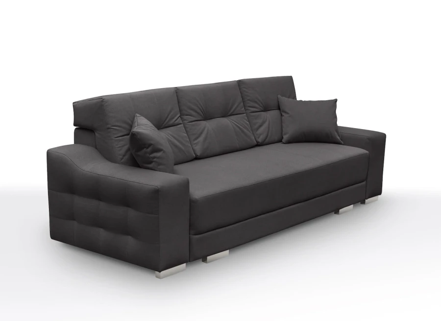 Modernes 3-Sitzer Sofa in Dunkelgrau mit Zierkissen und Steppung