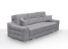Hellgraues 3-Sitzer Sofa mit komfortabler Polsterung und Kissen