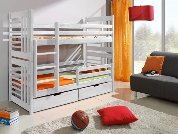 Etagenbett für 2 Kinder ROMI II Weiß (Acryl)