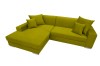 Modernes lindgrünes Ecksofa mit Kissen, frische Farbe für Ihre Wohnzimmereinrichtung.