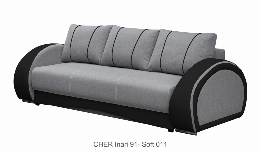 Grau-schwarzes Sofa CHER Inari 91 Soft 011, modernes Polstermöbel.