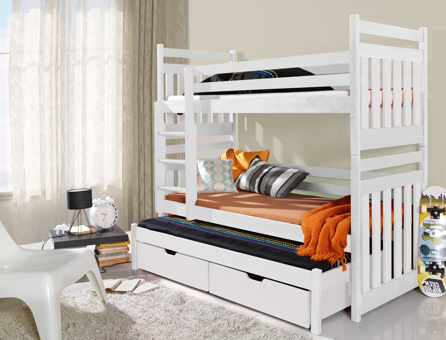 SAMUEL Etagenbett Ausziehbett für 3 Kinder mit Schubladen Deine Möbel