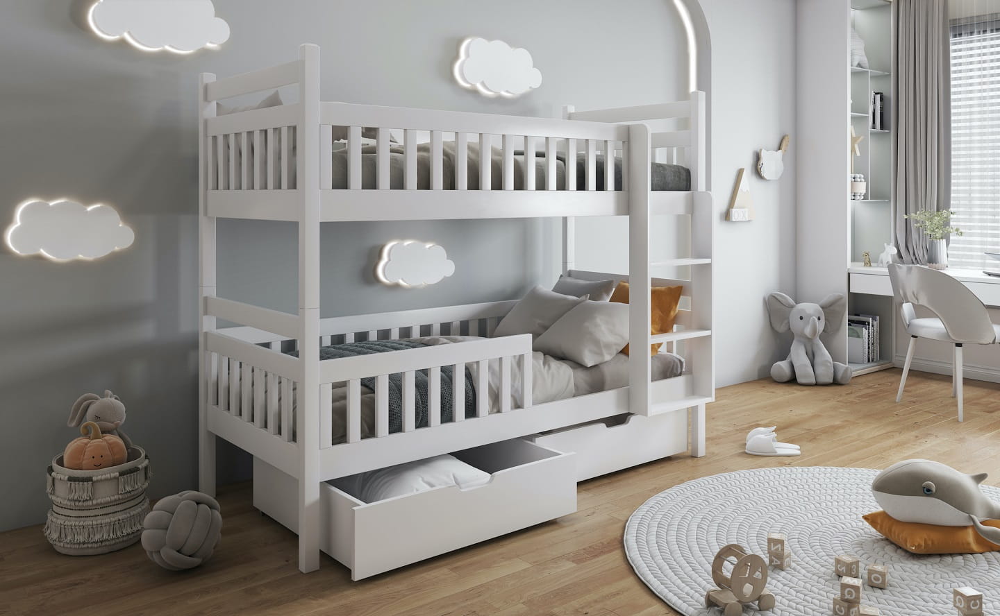 ANTJE Etagenbett für 2 Kinder mit Schubladen Deine Möbel