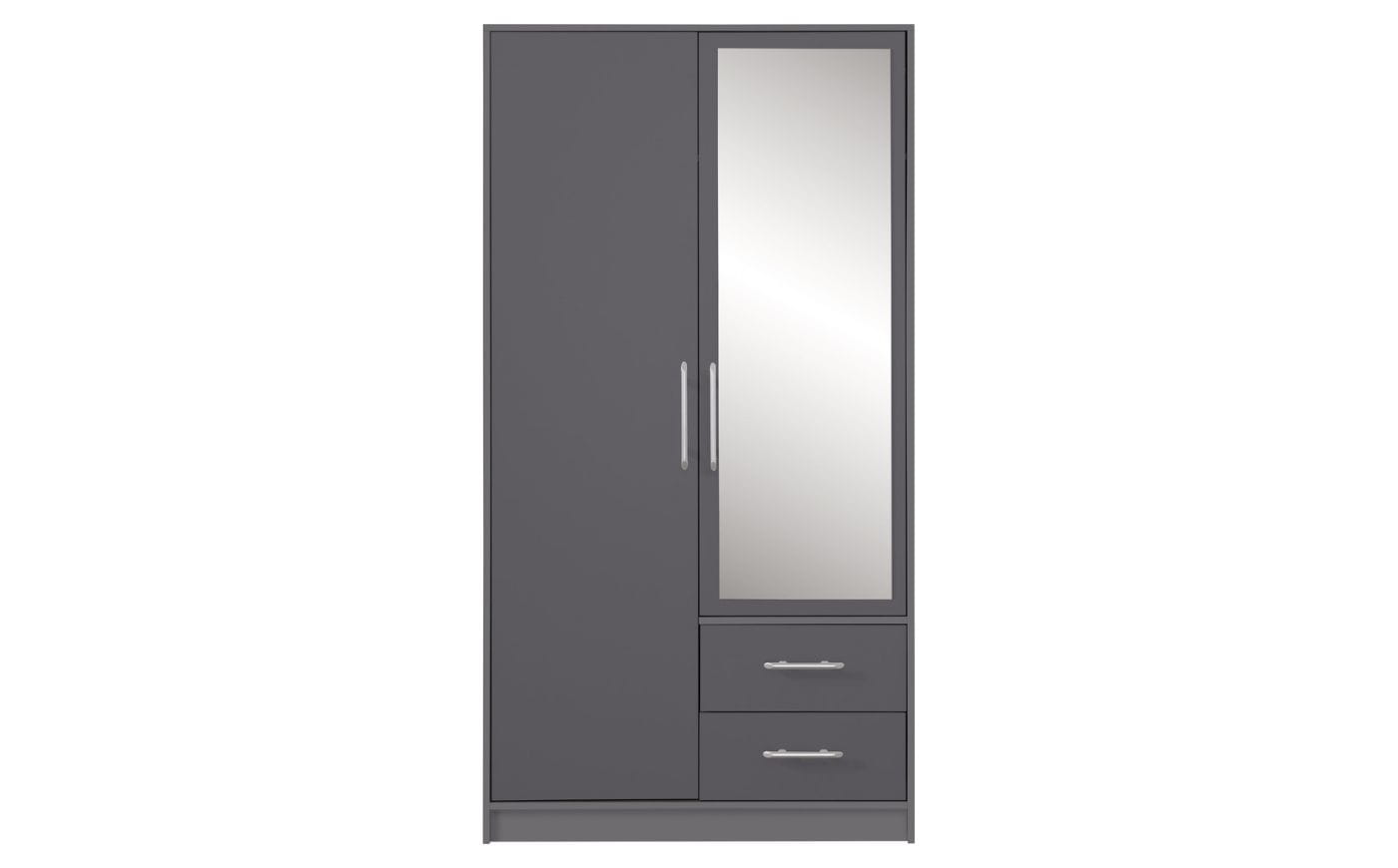 SAM SR3 Kleiderschrank 2-türig Garderobe Garderobensystem mit Spiegel Anthrazit Deine Möbel