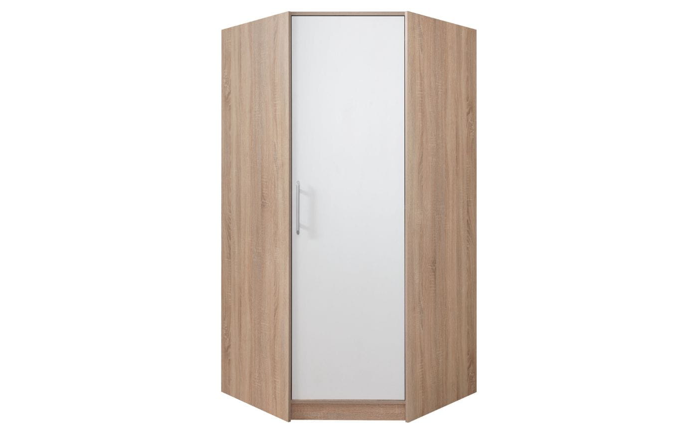 SAM SR4 Kleiderschrank Eckschrank 1-türig Garderobe Garderobensystem Weiß Lux/Eiche Sonoma Deine Möbel