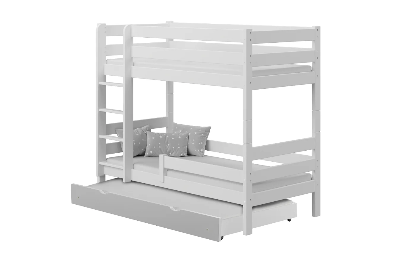 KURT 90x200 Weiß Etagenbett Ausziehbett für 3 Kinder Deine Möbel