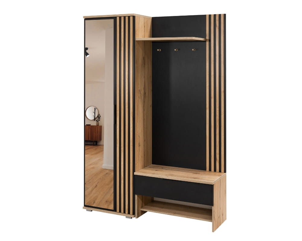 MILANO Flurgarderobe Garderobe Garderoben-Set Loft Still mit Spiegel