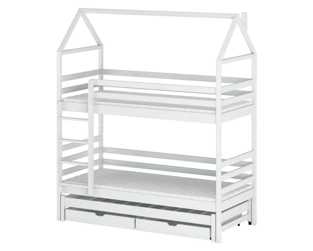 DORIS Etagenbett Hausbett für 3 Kinder mit Schubladen Deine Möbel