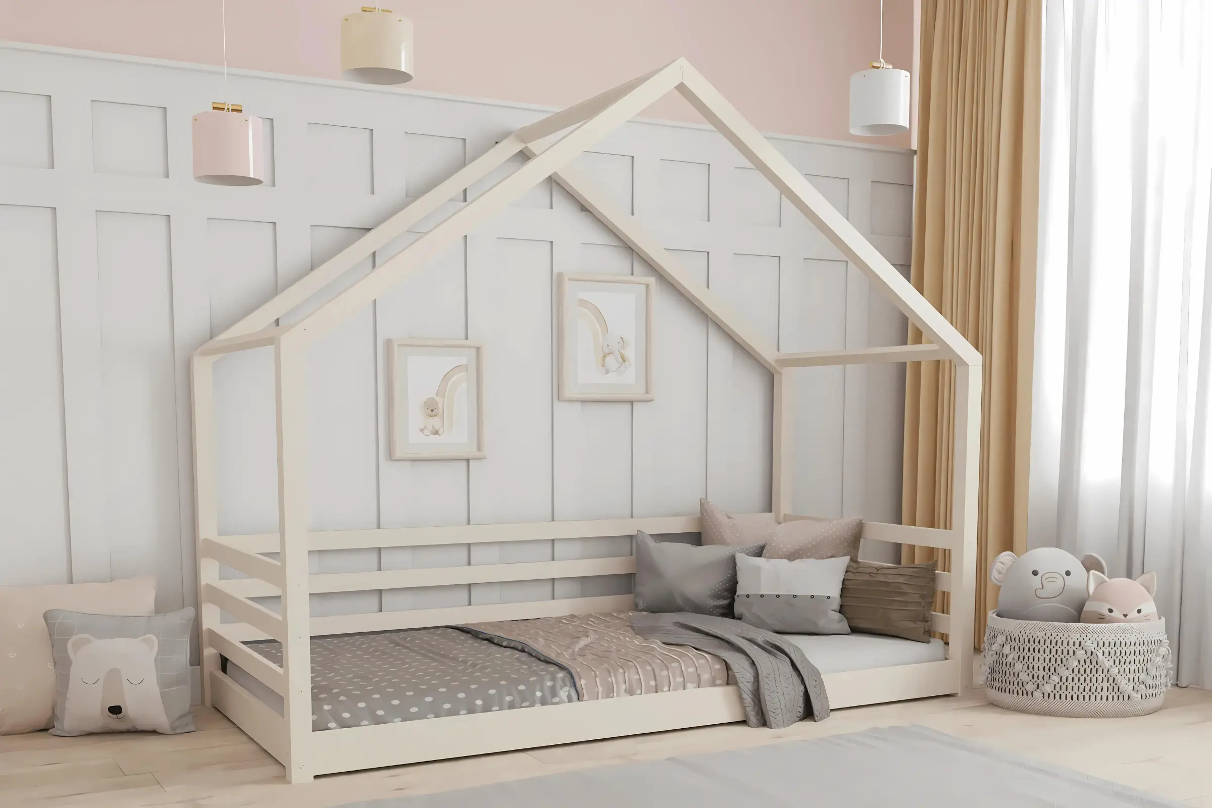 COMET 120x200 Beige Bodenbett Kinderbett Hausbett Deine Möbel