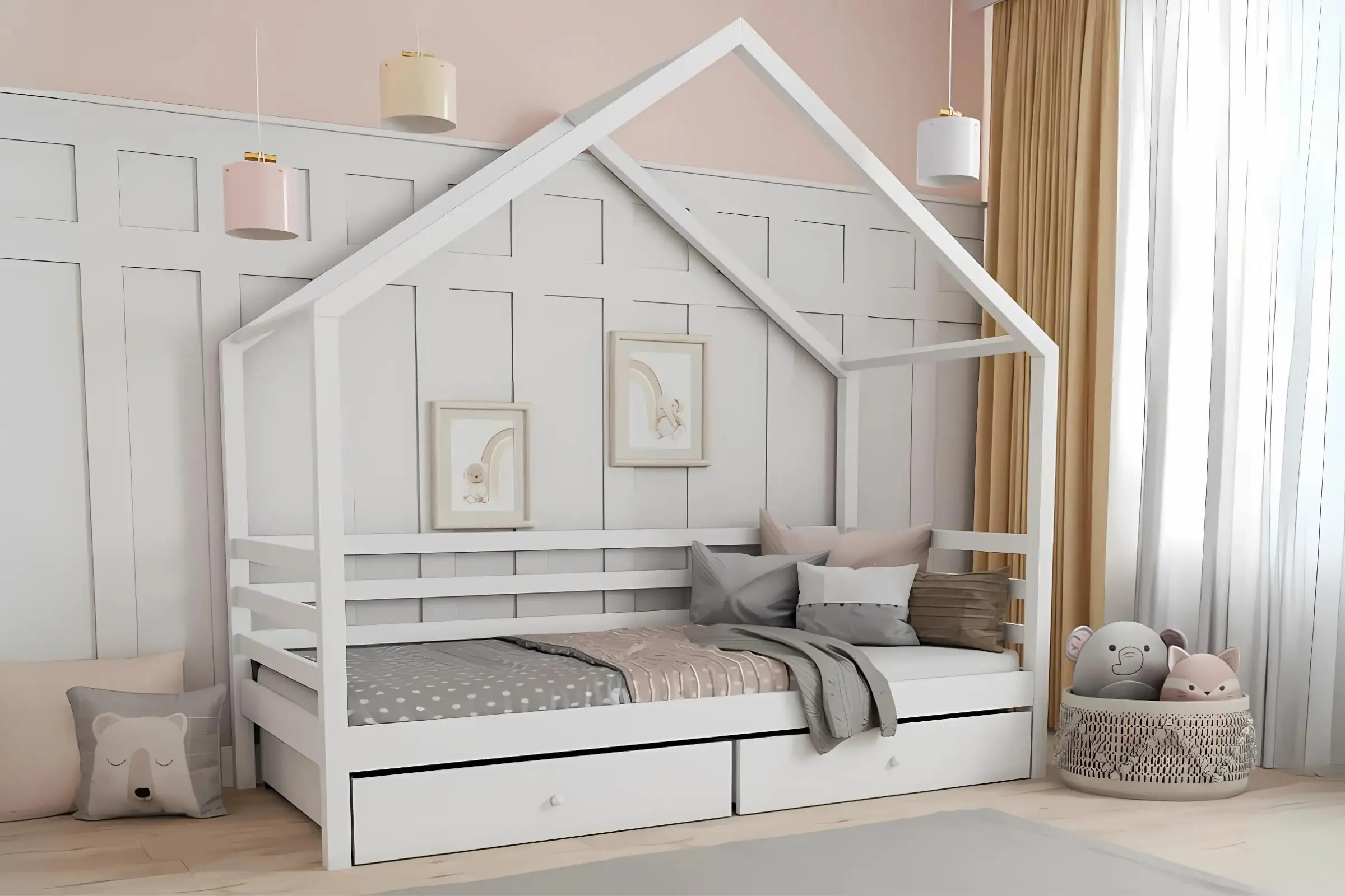 COMET 90x200 Weiß Hausbett Kinderbett mit Schubladen Deine Möbel