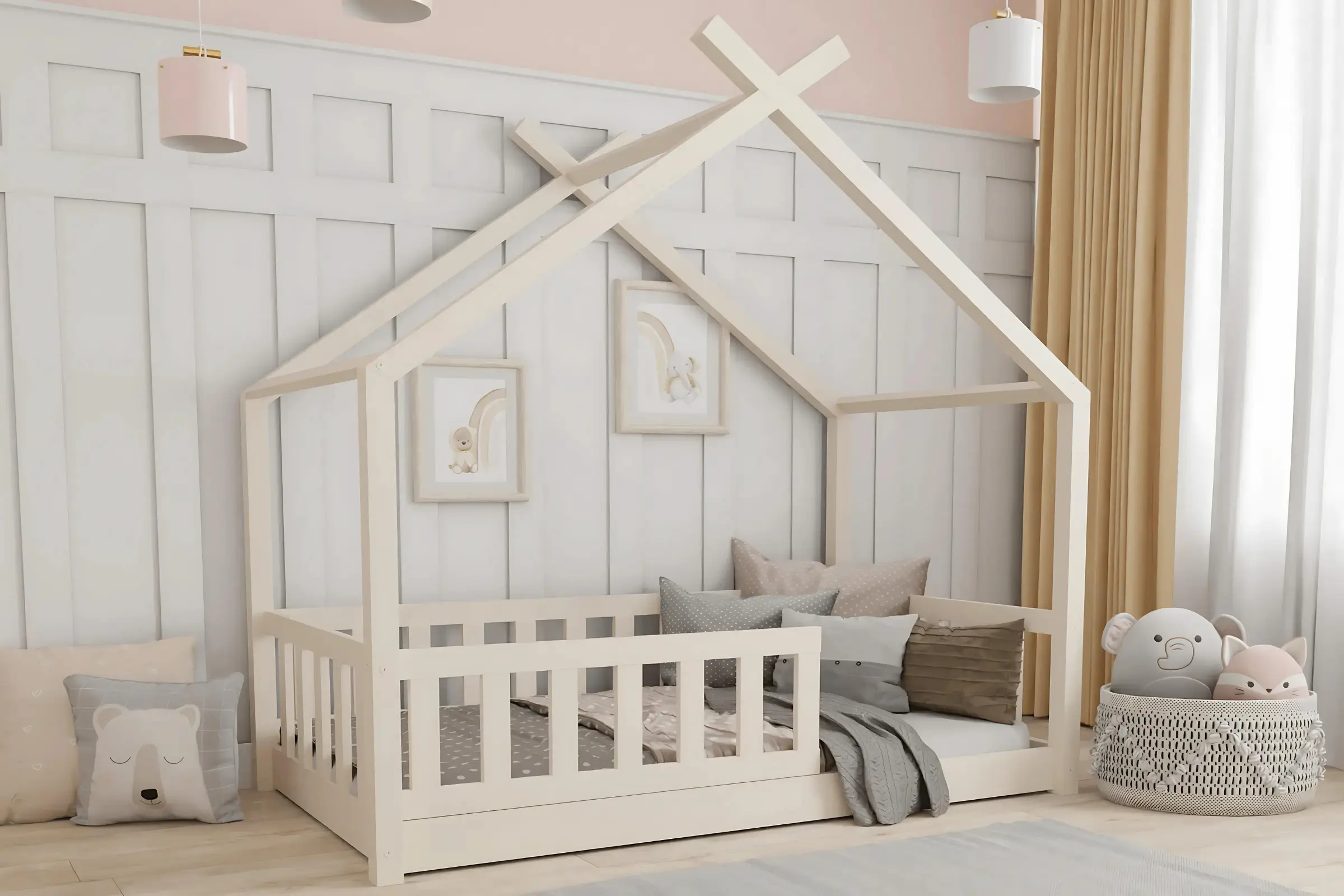 STAR PLUS 120x200 Beige Bodenbett Hausbett Einzelbett Deine Möbel