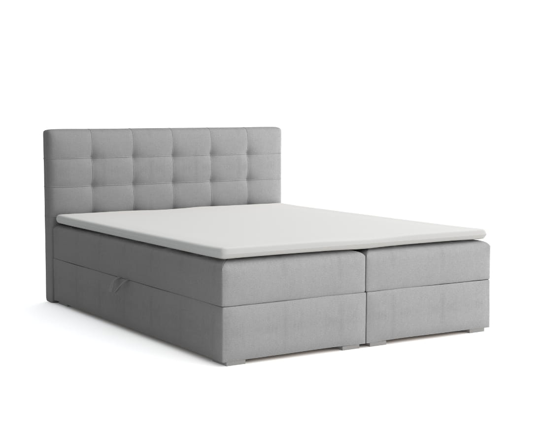 FLORIDA Boxspringbett mit Bettkasten 200x200 Stoff Hellgrau H3 Deine Möbel