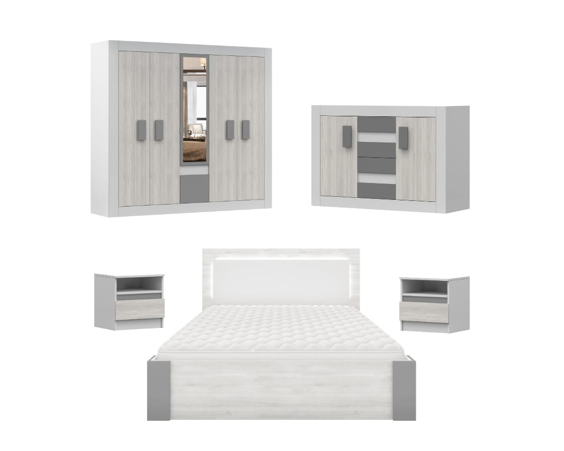 HEAVEN II Schlafzimmer Set Komplettschlafzimmer Kleiderschrank 230 cm breit Deine Möbel