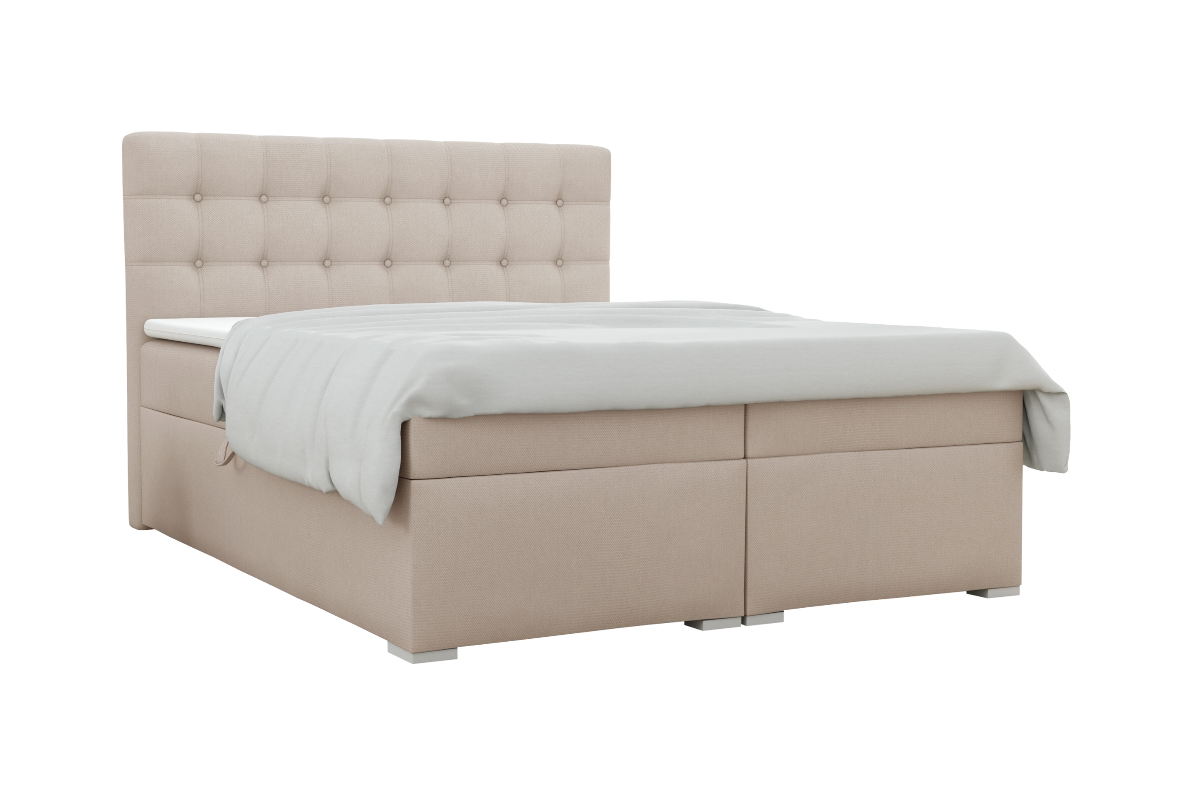 CLAUDIA 140x200 Velour Paros 2 Beige Boxspringbett mit Bettkasten Deine Möbel