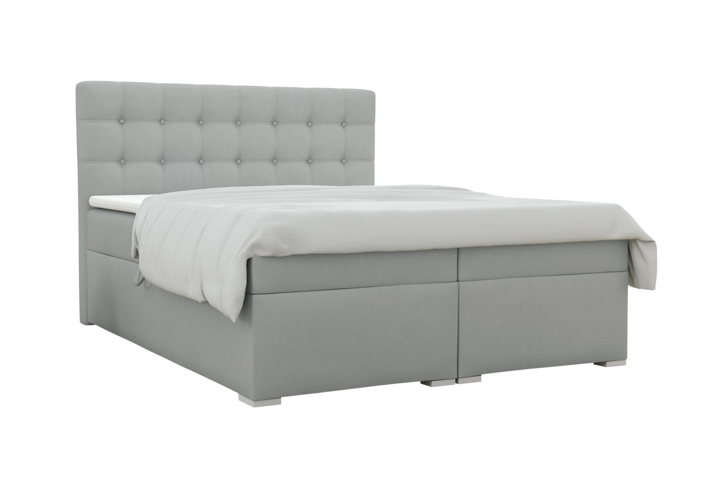 CLAUDIA 180x200 Velour Paros 5 Hellgrau Boxspringbett mit Bettkasten Deine Möbel