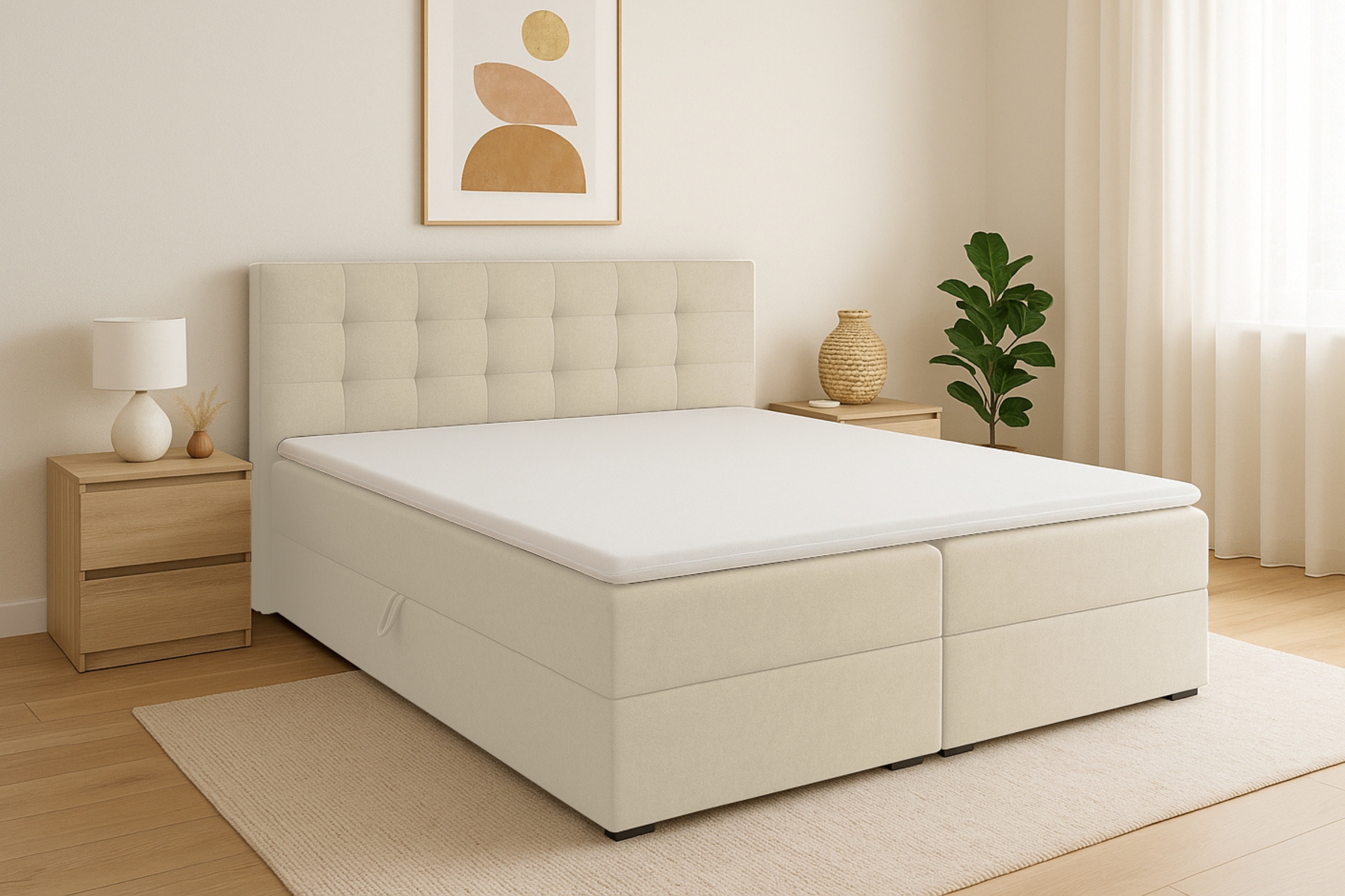 FLORIDA 160x200 Stoff Cosmic 10 Beige Boxspringbett mit Bettkasten Deine Möbel