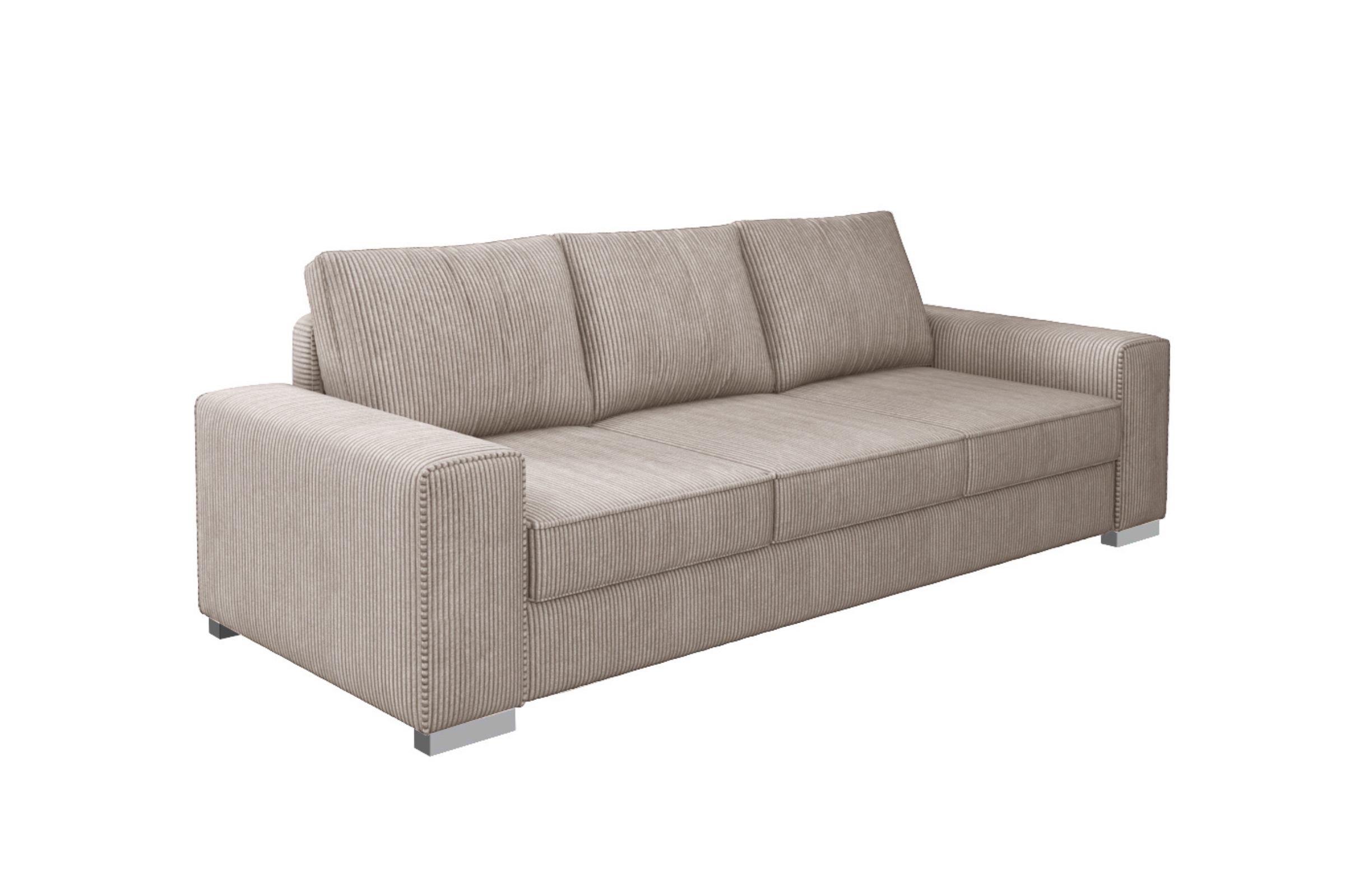 CORD Sofa mit Schlaffunktion Bettkasten 3 -Sitzer Poso-Stoff Cord-Sofa modernes Sofa Schlafsofa Couch Deine Möbel