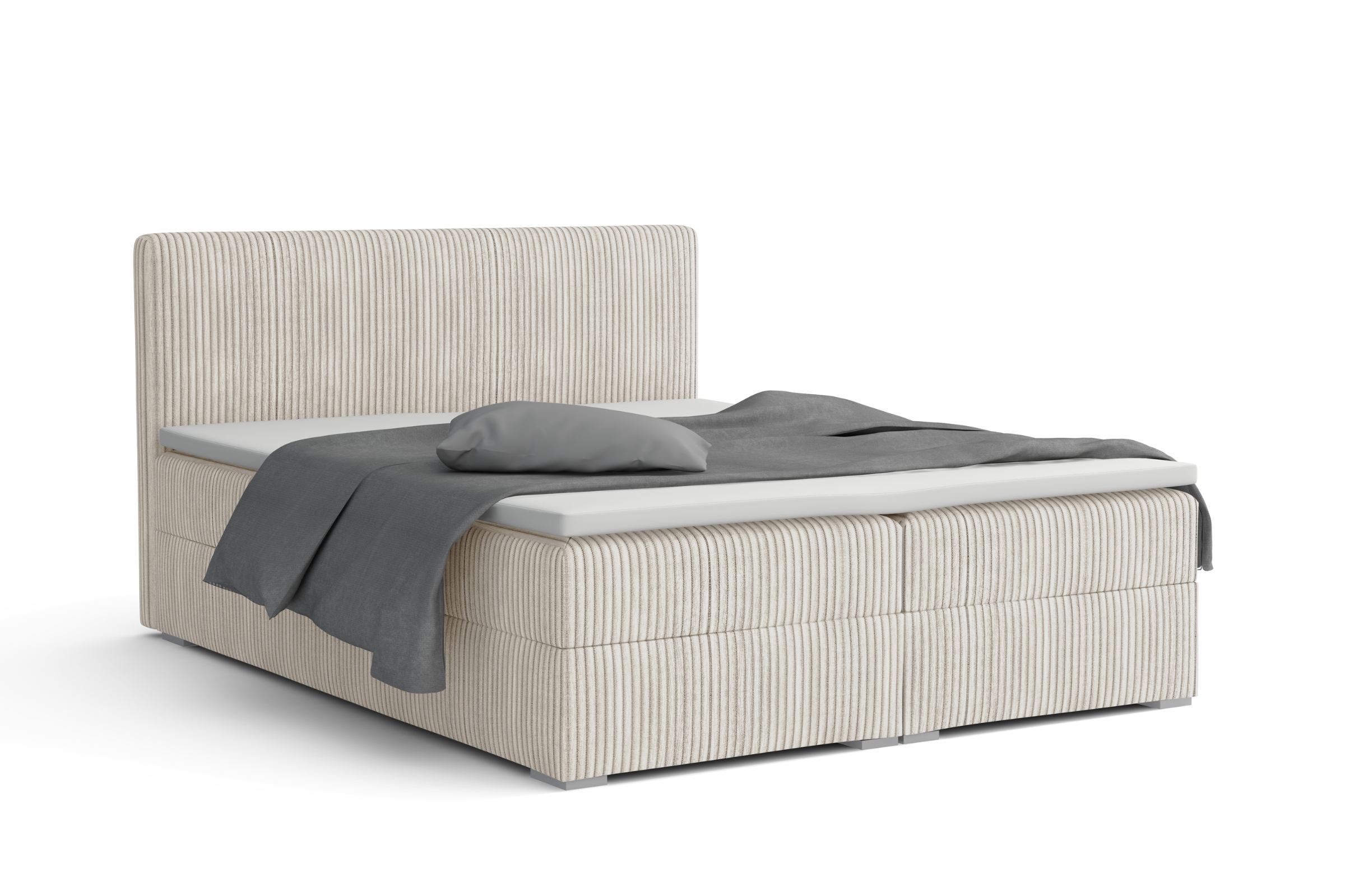 LON IV 140x200 Cord Poso 100 Ecru Boxspringbett Komplettbett Polsterbett Cord-Samt Deine Möbel