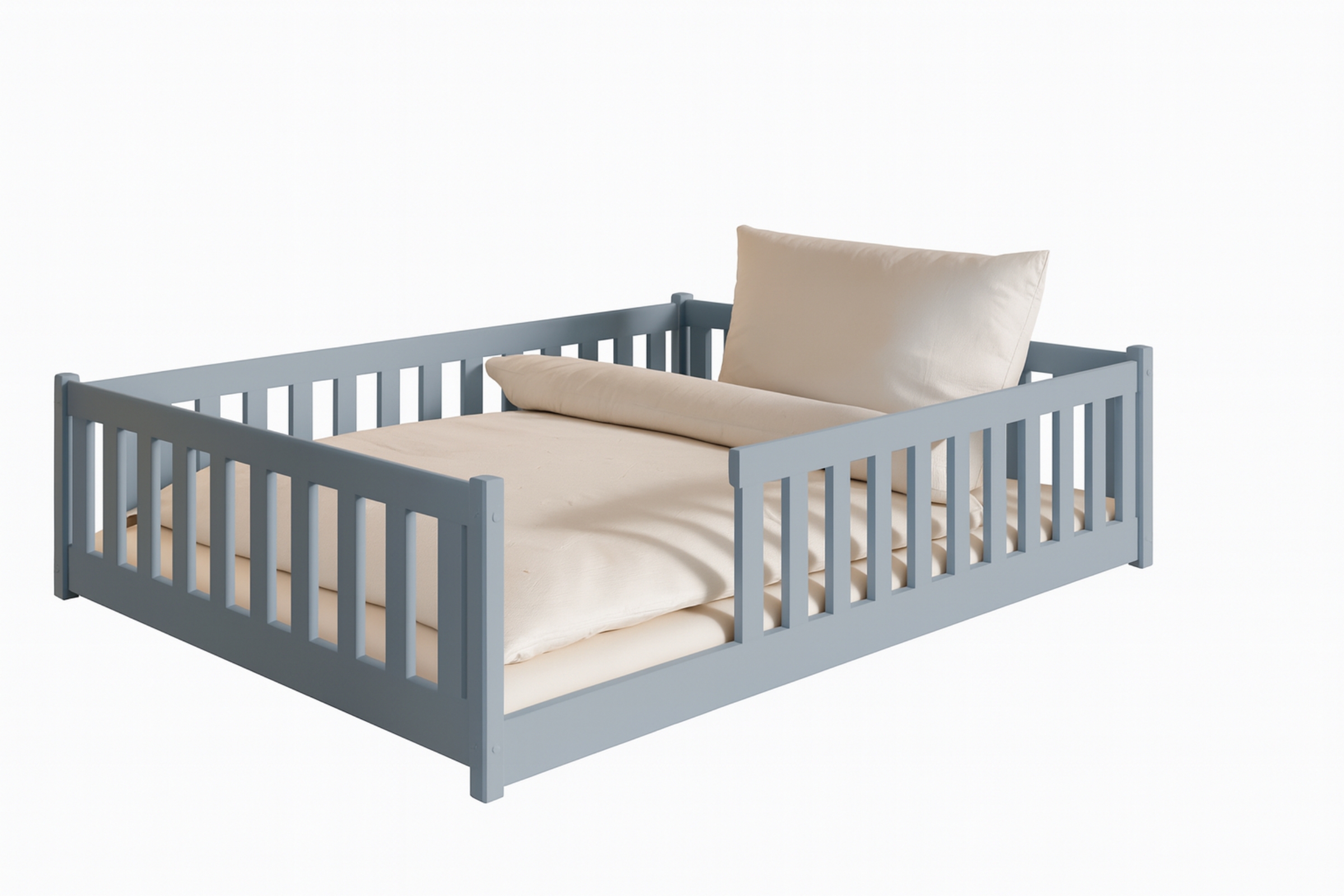 BELMO 140x200 Aschgrau Kinderbett Bodenbett Laufstall Deine Möbel