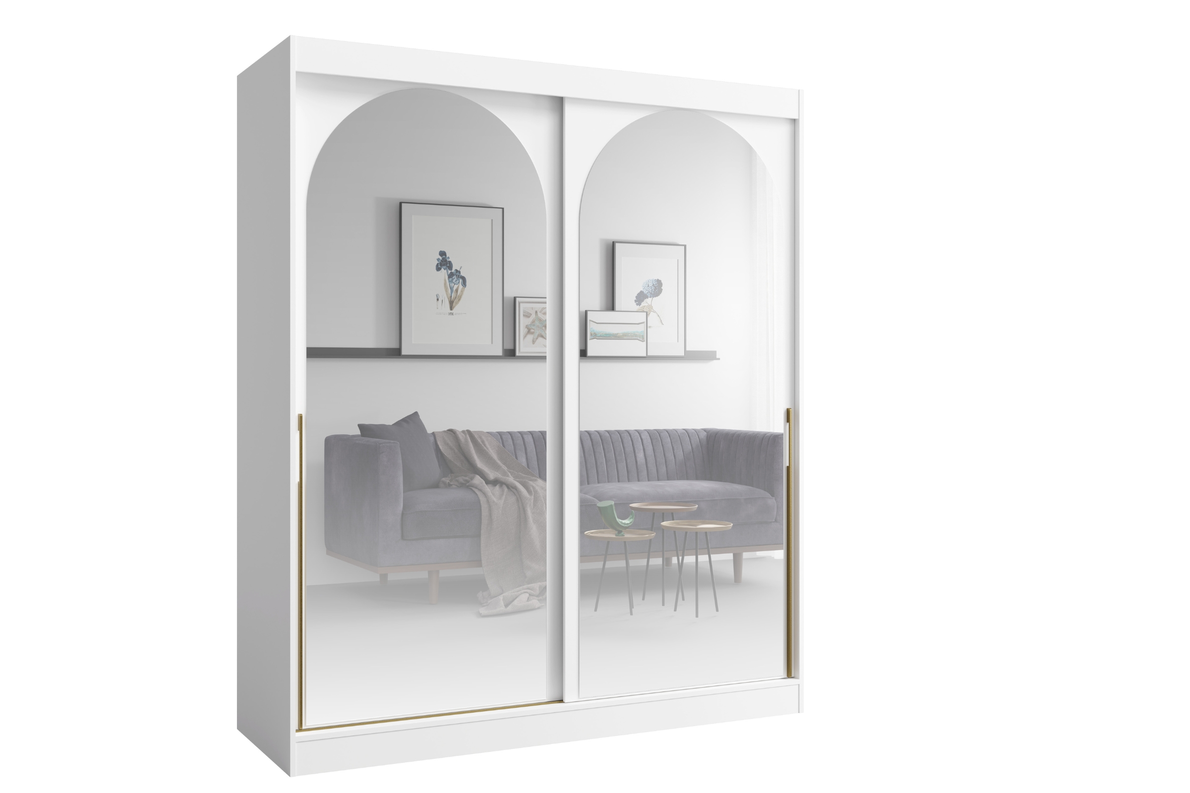 Schiebetürenschrank MOSSA 120 150 180 200 cm breit Kleiderschrank in Weiß matt, Cashmere & Schwarz Deine Möbel