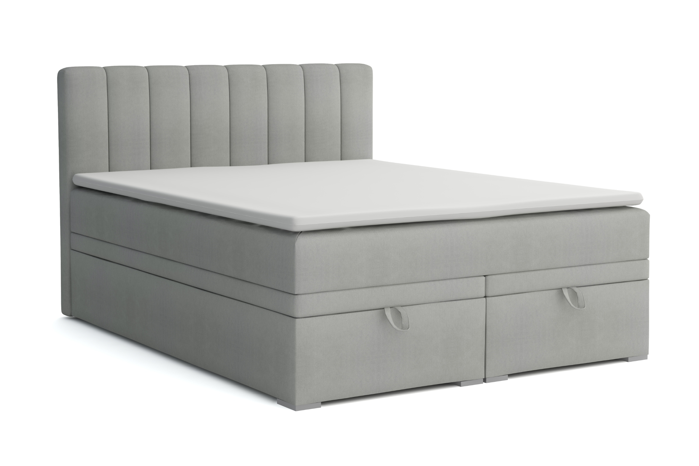 DAVID Nagelneu 200x200 Paros 5 Hellgrau Boxspringbett mit Bettkasten und einer durchgehenden Matratze H4 Deine Möbel