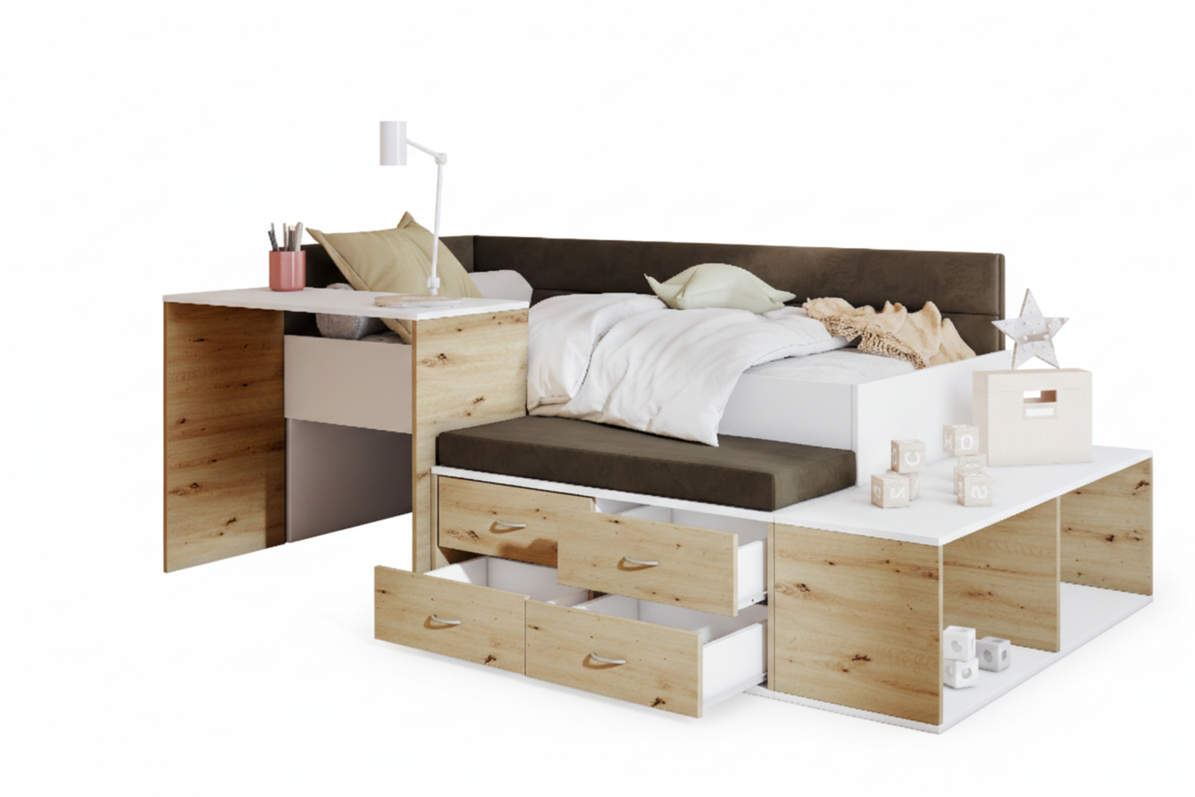 AMI 90x200 Jugendbett Multifunktionsbett Kinderbett inkl. Schreibtisch Bett Deine Möbel