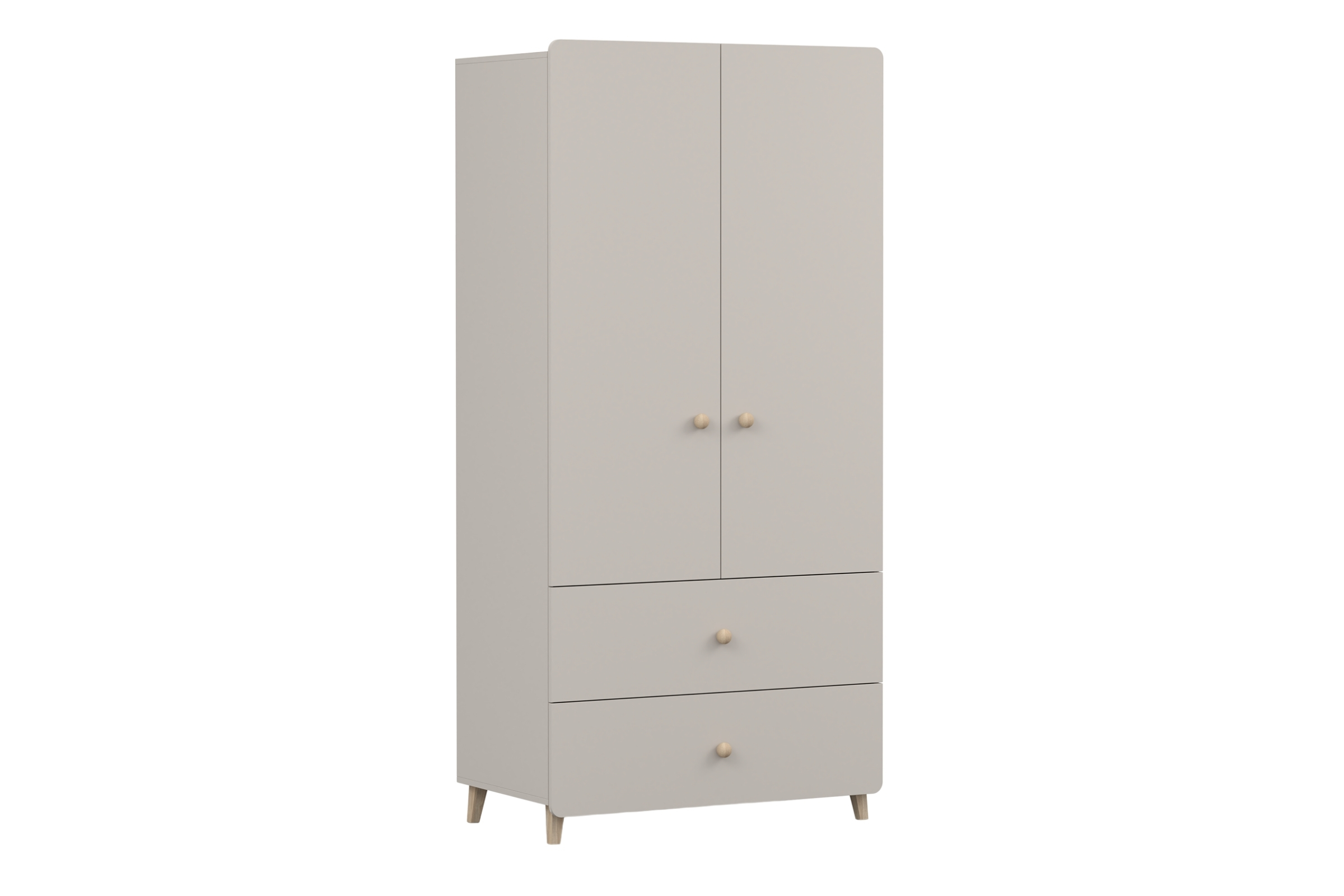 MARCO 02 Kleiderschrank 90 cm kaschmir 2-türig mit 2 Schubladen und Kleiderstange Deine Möbel 