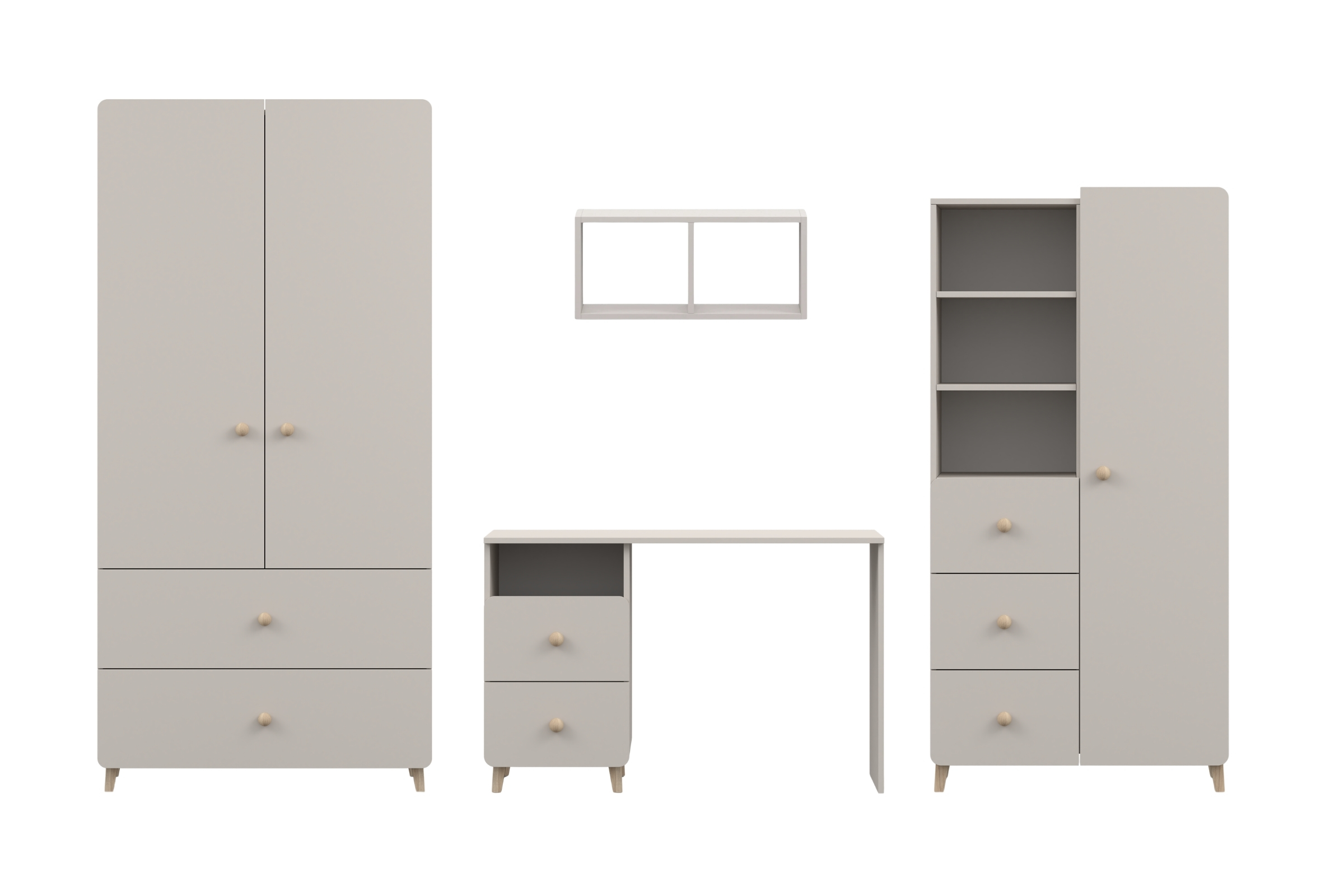 Jugendzimmer-Set B MARCO kaschmir, Kleiderschrank, Schreibtisch, Kommode & Hängeregal Deine Möbel 