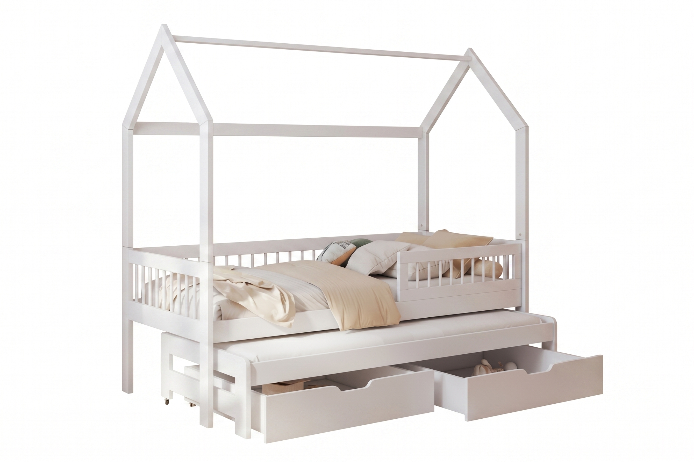 ADA II 80x180 Weiß Hausbett Ausziehbett Deine Möbel 